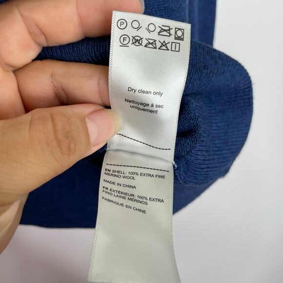 Untuckit Zepelin Blue Crew Neck Sweater 100% Extra Fine Merino Wool Men's Large - Picture 7 of 10